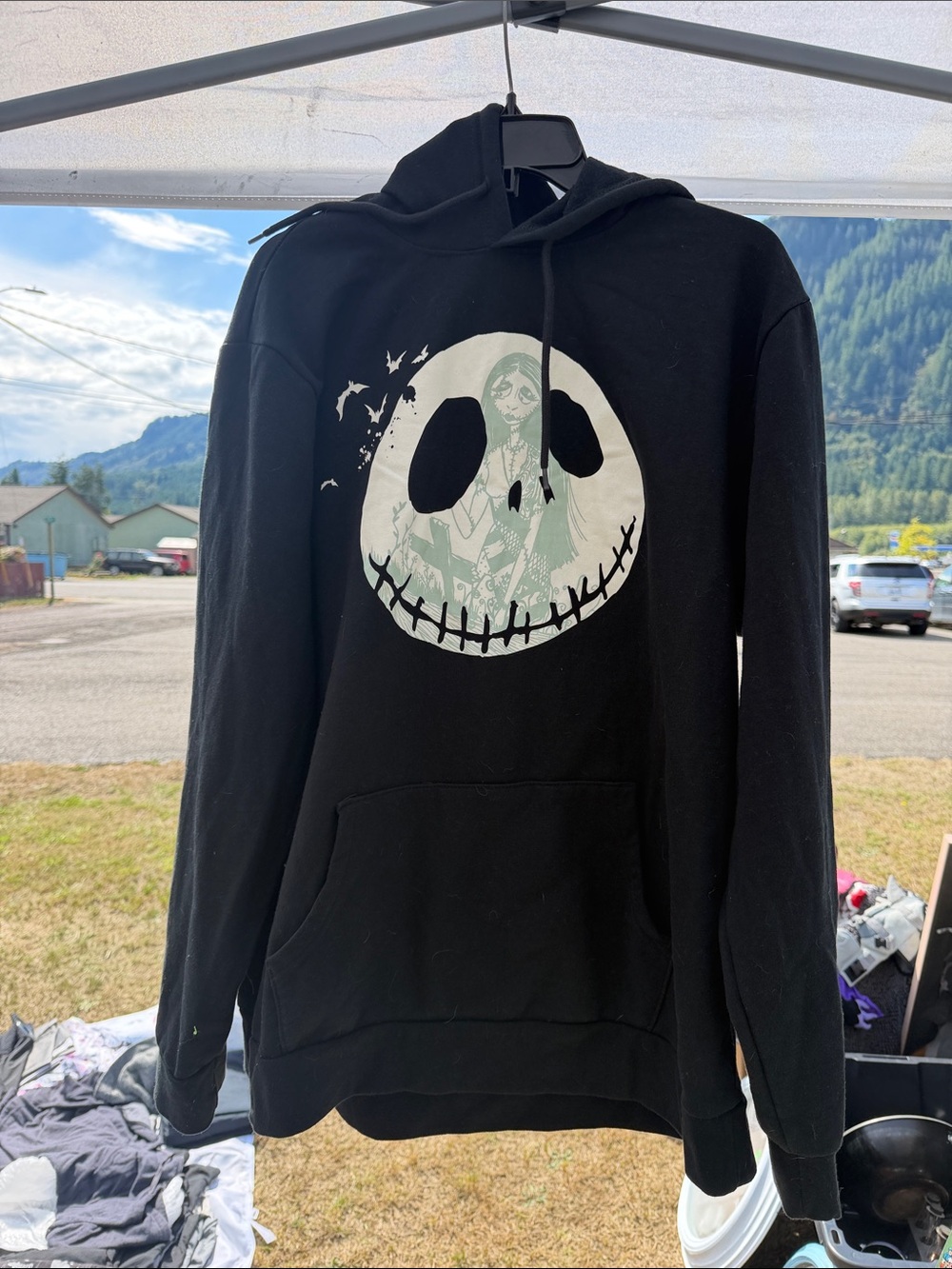 Old Navy Black Hoodie with Nightmare Before Christmas Jack and sally graphic